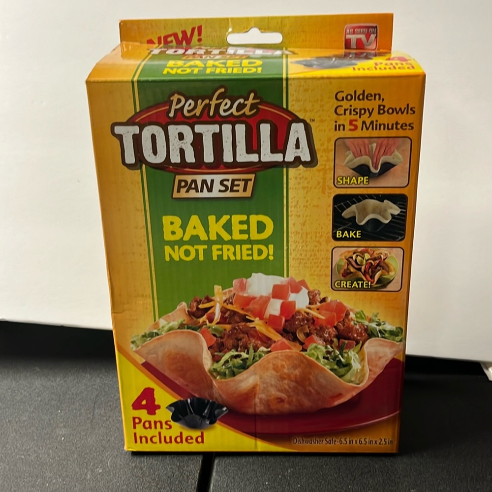 Perfect tortilla pan set for making baked taco salad shells